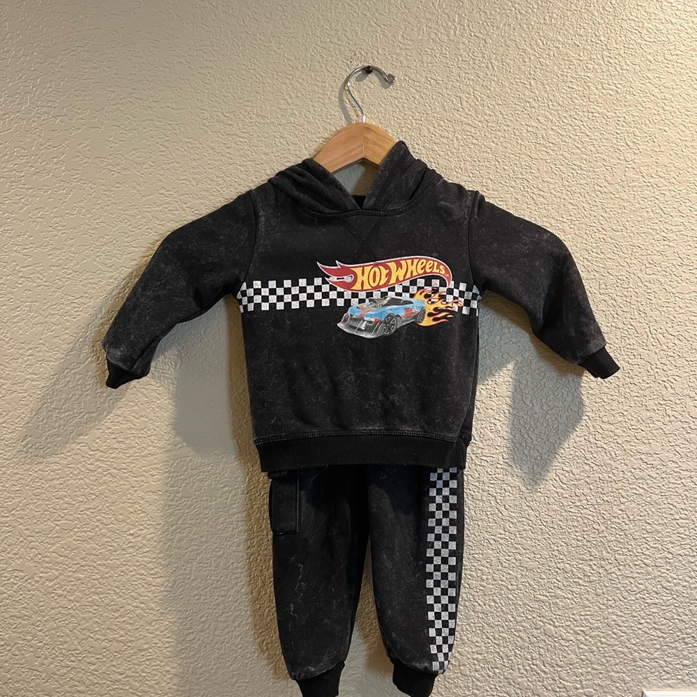 Hot Wheels Kids Black Hoodie and Pants Set